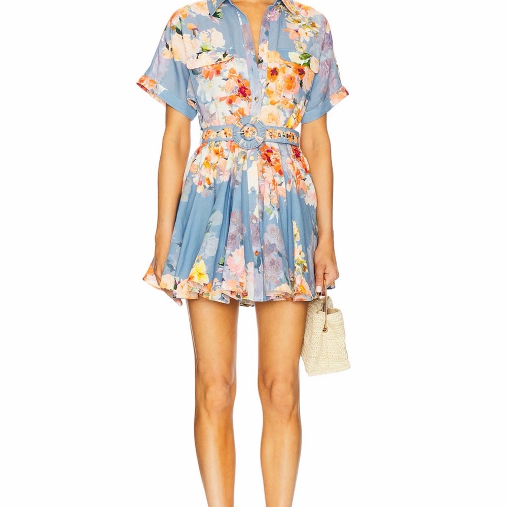 Hemant and Nandita Blue Floral Short Dress